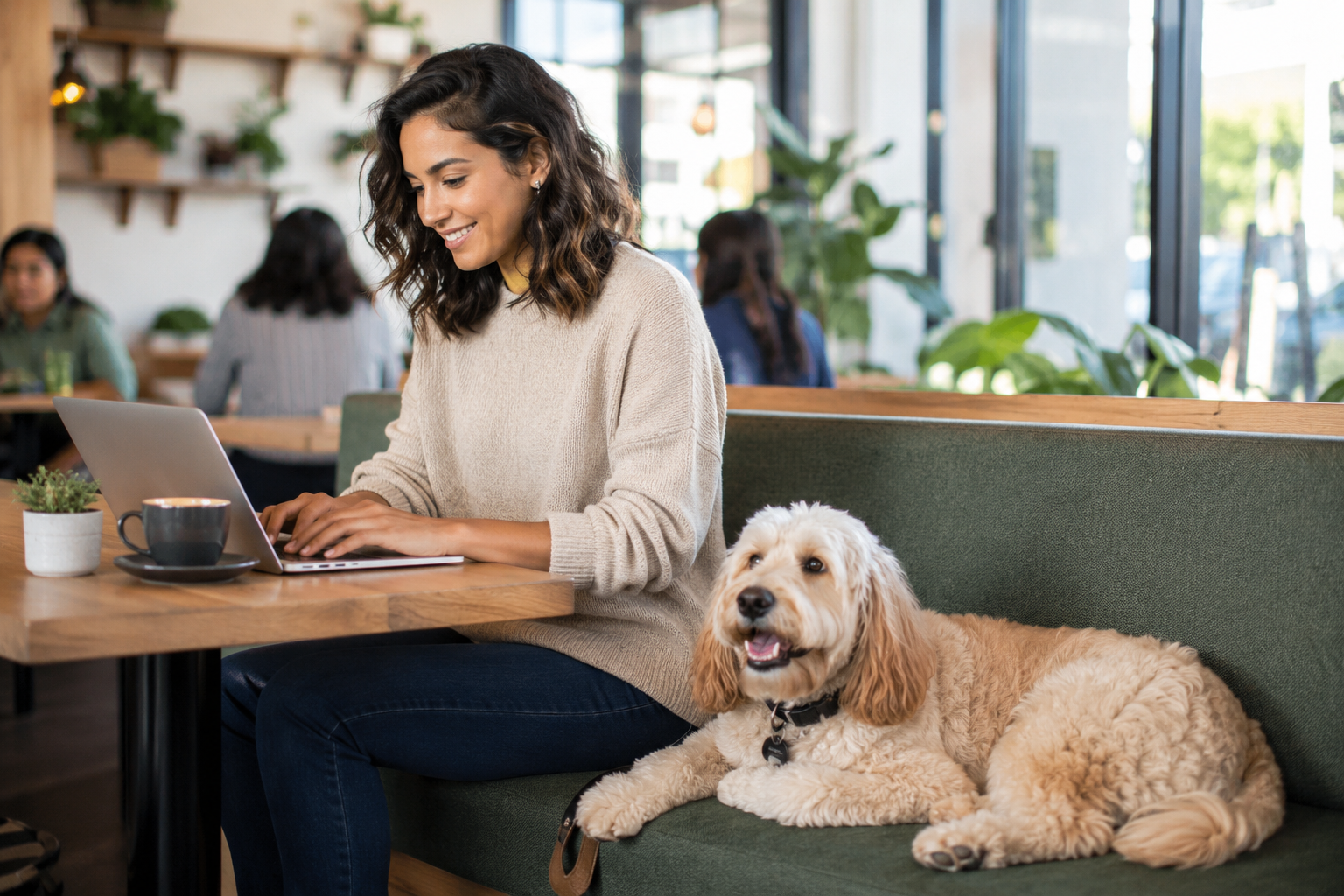 Dog-friendly pup cup and peanut butter biscuits for canine guests